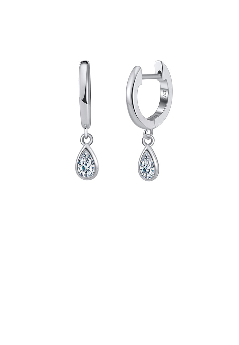 925 Sterling Silver Simple Fashion Water Drop Shape Geometric Earrings with Cubic Zirconia - Luxurious Look