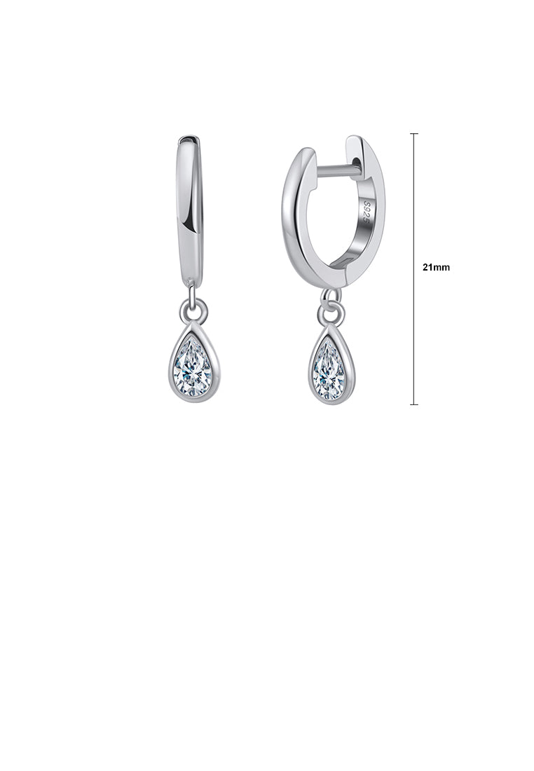 925 Sterling Silver Simple Fashion Water Drop Shape Geometric Earrings with Cubic Zirconia - Luxurious Look