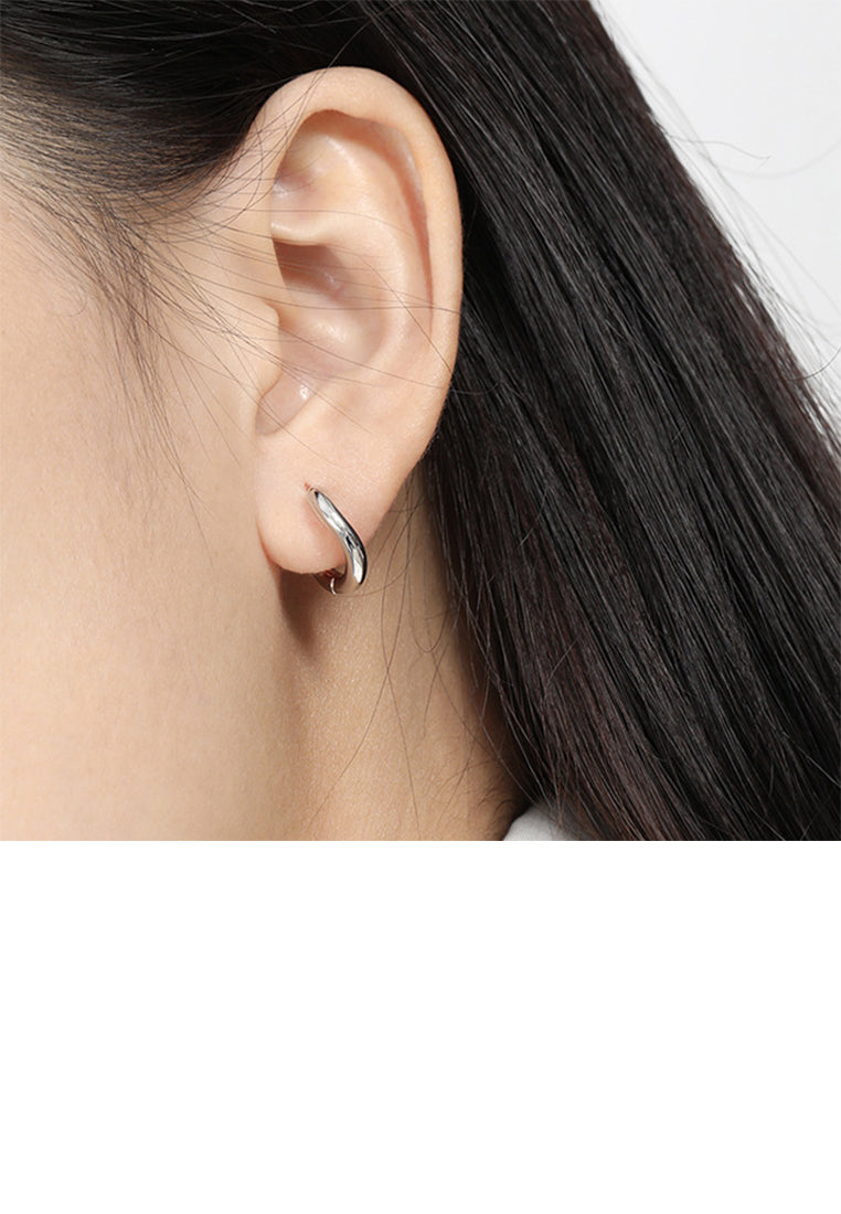 925 Sterling Silver Simple Personality Irregular Line Geometric Stud Earrings