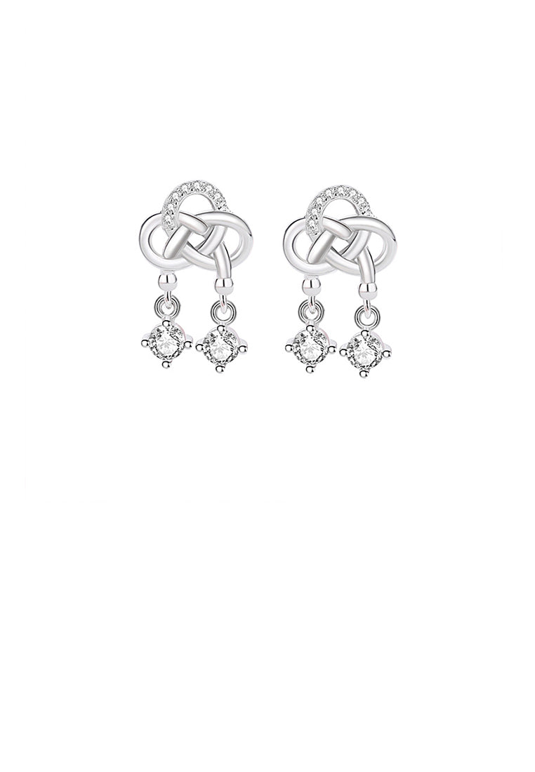 925 Sterling Silver Fashion Vintage Chinese Knot Tassel Earrings with Cubic Zirconia - Luxurious Look