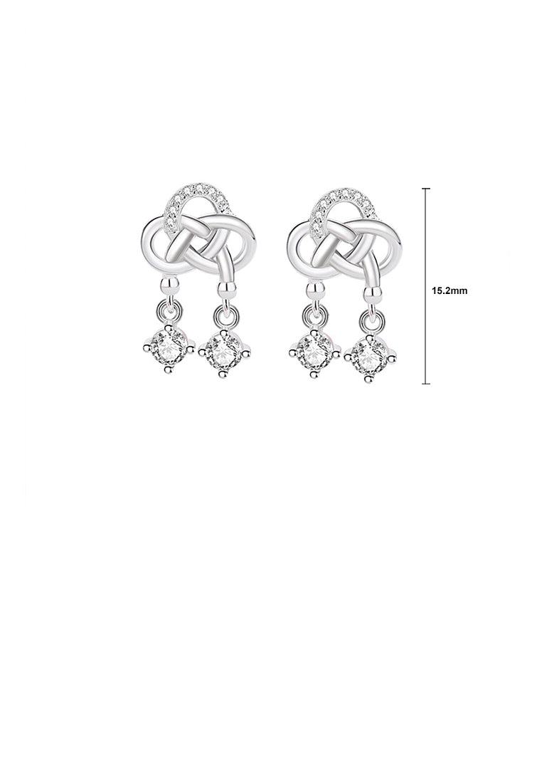 925 Sterling Silver Fashion Vintage Chinese Knot Tassel Earrings with Cubic Zirconia - Luxurious Look