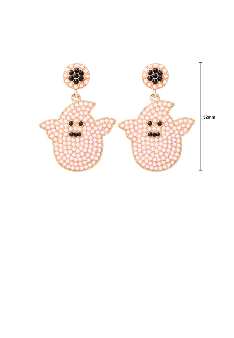 Fashion and Creative Plated Gold Halloween Ghost Earrings with White Imitation Pearls