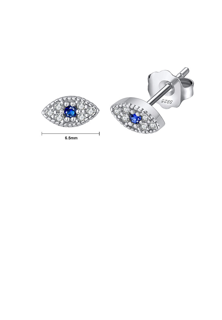 925 Sterling Silver Simple Personalized Devils Eye Stud Earrings with Cubic Zirconia - Luxurious Look