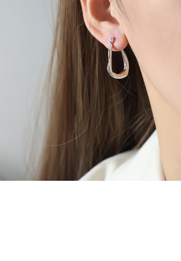 Simple and Personalized 316L Stainless Steel Irregular Hollow Geometric Earrings