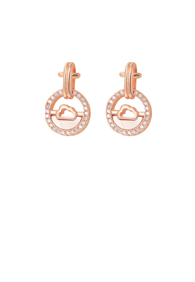 925 Sterling Silver Plated Rose Gold Fashion Auspicious Cloud Geometric Earrings with Cubic Zirconia - Luxurious Look