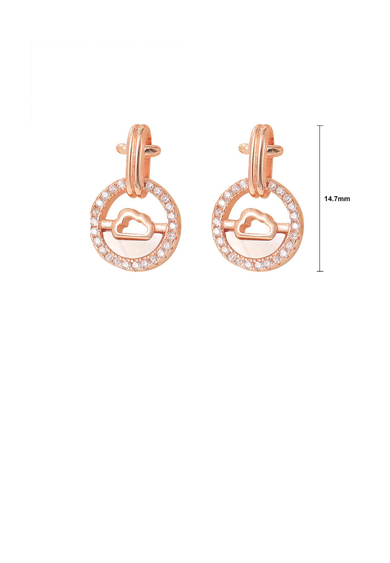 925 Sterling Silver Plated Rose Gold Fashion Auspicious Cloud Geometric Earrings with Cubic Zirconia - Luxurious Look