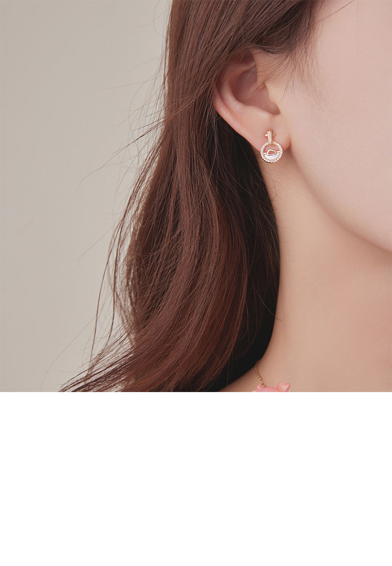 925 Sterling Silver Plated Rose Gold Fashion Auspicious Cloud Geometric Earrings with Cubic Zirconia - Luxurious Look