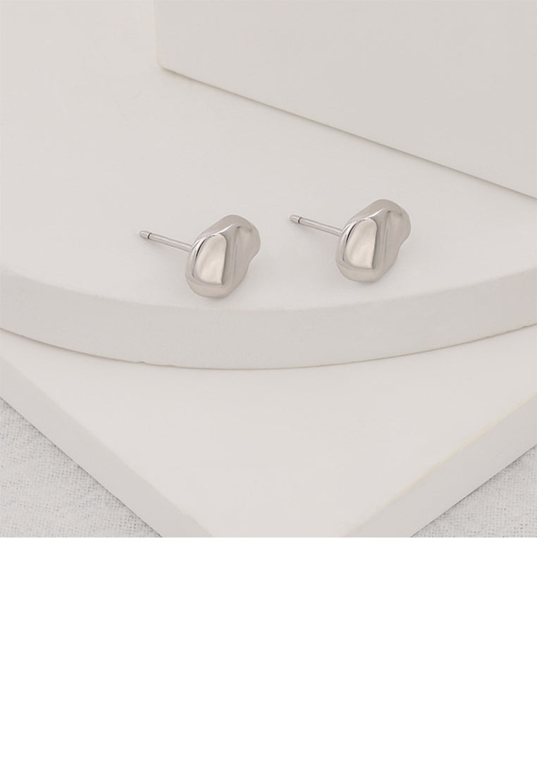 925 Sterling Silver Simple Personality Irregular Concave-convex Geometric Stud Earrings