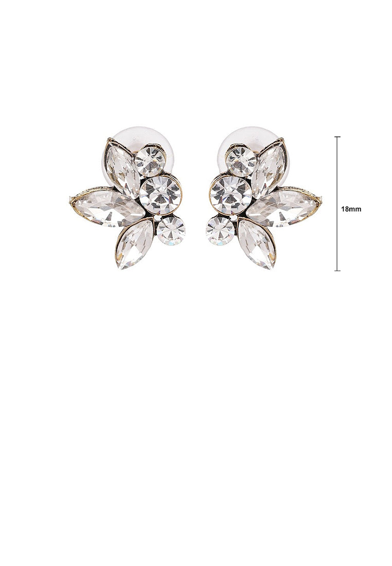 Simple and Fashion Plated Gold Flower Stud Earrings with Cubic Zirconia - Luxurious Look