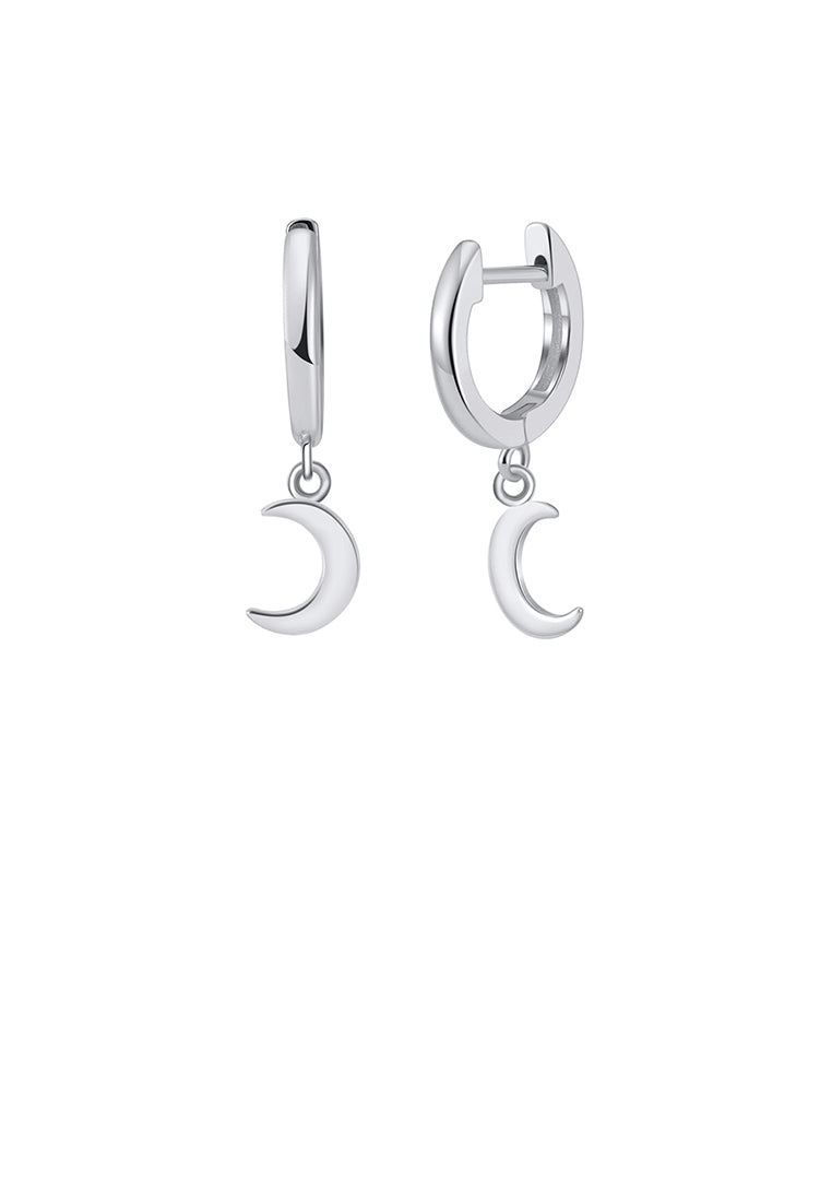 925 Sterling Silver Simple Cute Moon Earrings