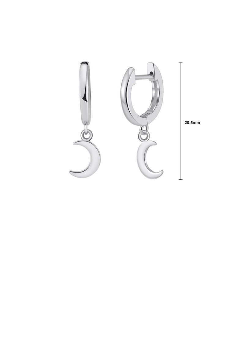 925 Sterling Silver Simple Cute Moon Earrings