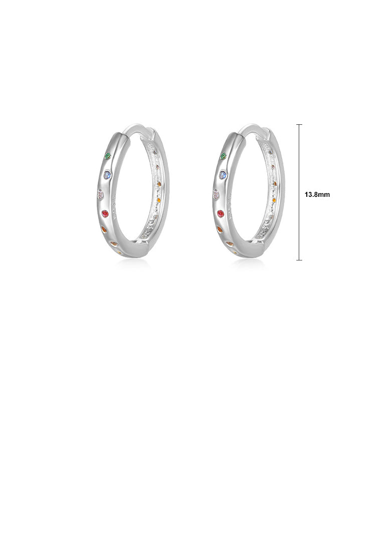 925 Sterling Silver Simple Fashion Geometric Hoop Earrings with Colored Cubic Zirconia - Luxurious Look