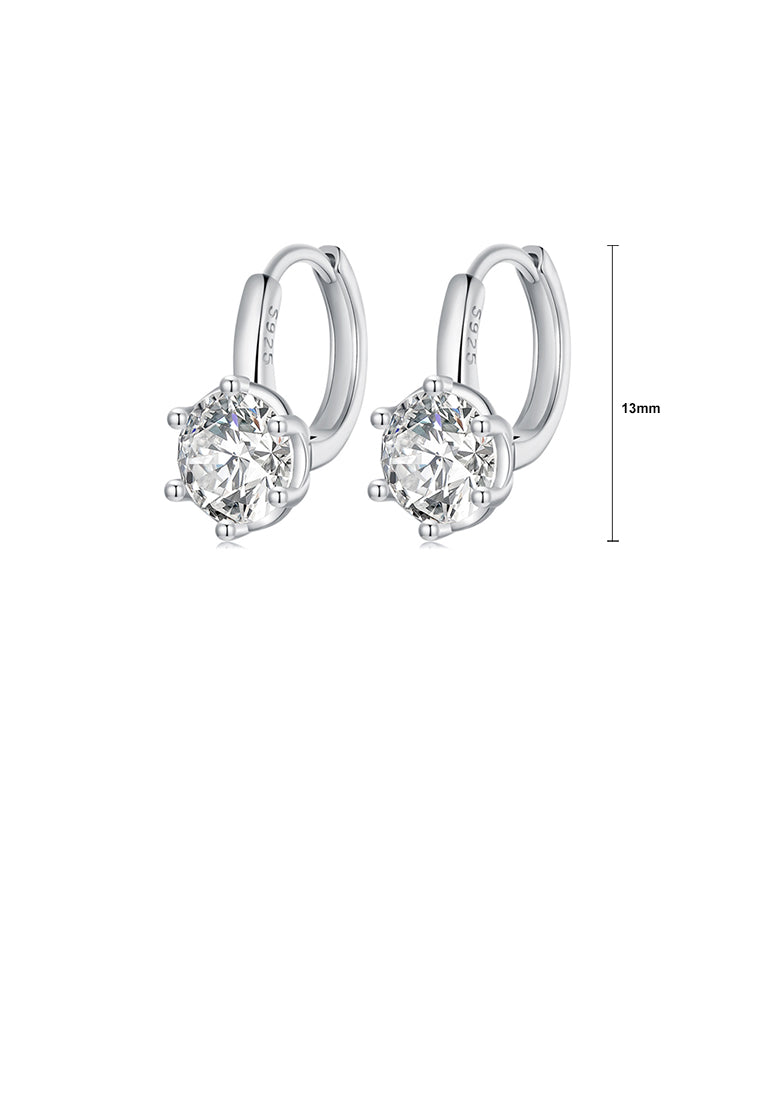 925 Sterling Silver Fashion Simple Geometric Round Earrings with Cubic Zirconia - Luxurious Look