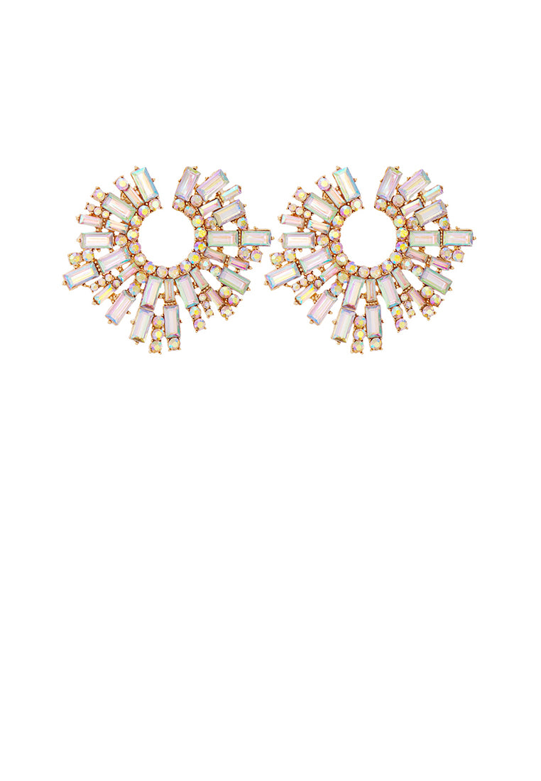 Fashion Brilliant Plated Gold Geometric Earrings with Cubic Zirconia - Luxurious Look