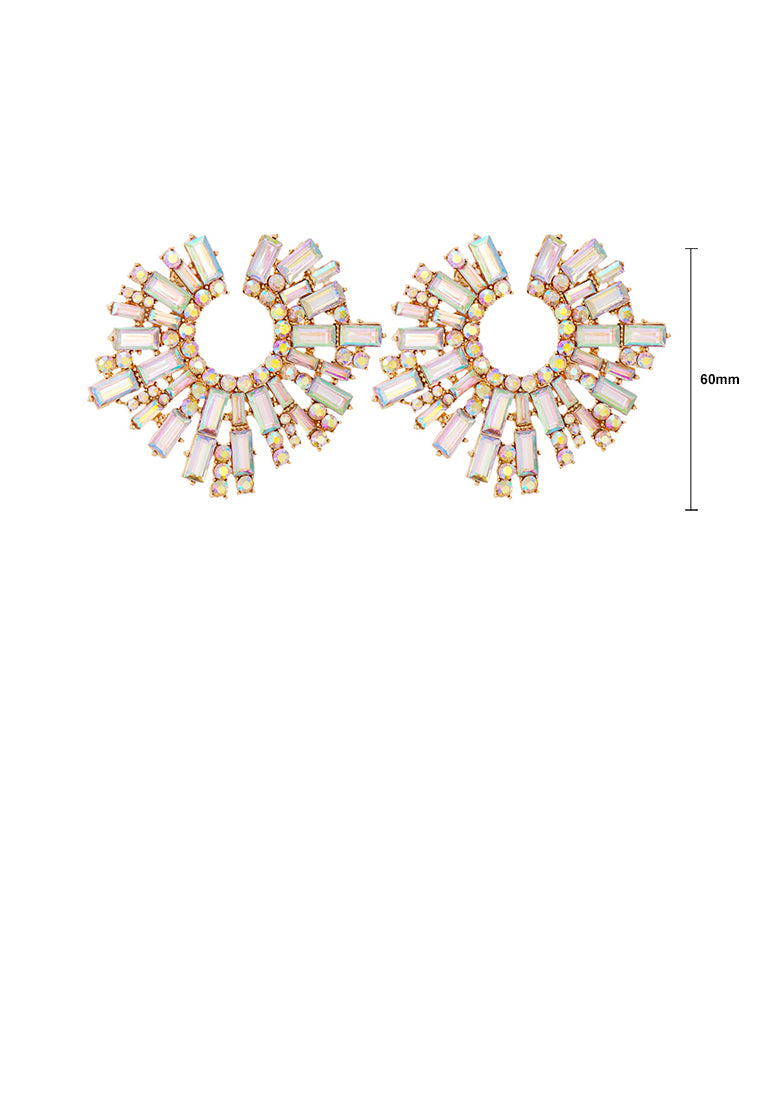Fashion Brilliant Plated Gold Geometric Earrings with Cubic Zirconia - Luxurious Look