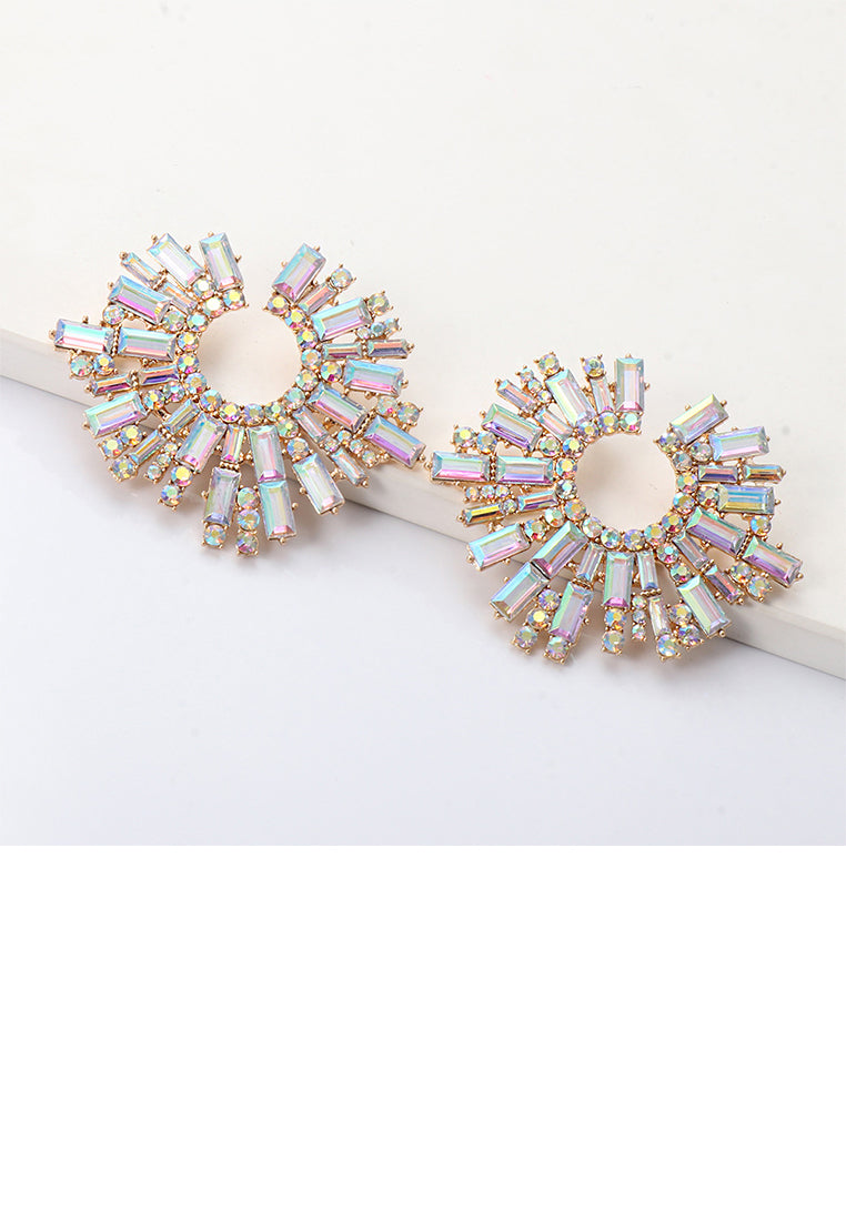 Fashion Brilliant Plated Gold Geometric Earrings with Cubic Zirconia - Luxurious Look