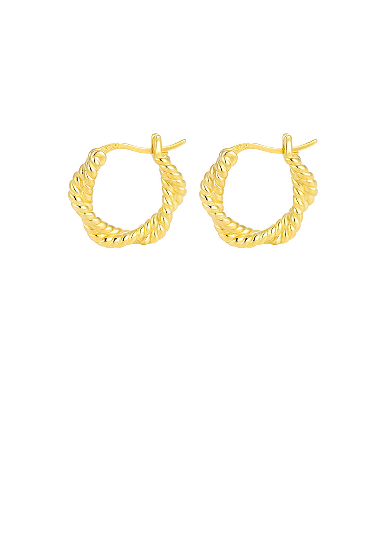 925 Sterling Silver Plated Gold Fashion Simple Twist Geometric Hoop Earrings