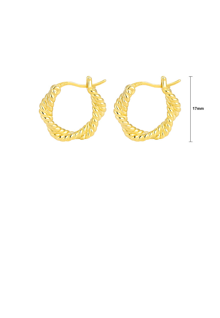 925 Sterling Silver Plated Gold Fashion Simple Twist Geometric Hoop Earrings