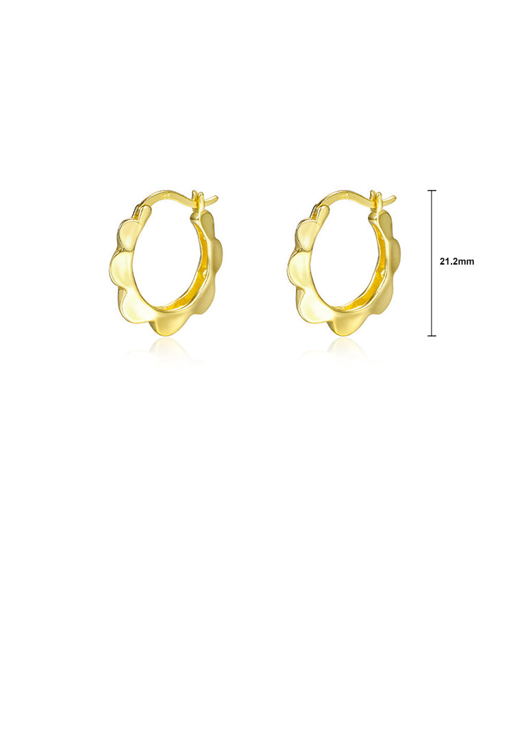 925 Sterling Silver Plated Gold Simple Temperament Hollow Sunflower Earrings