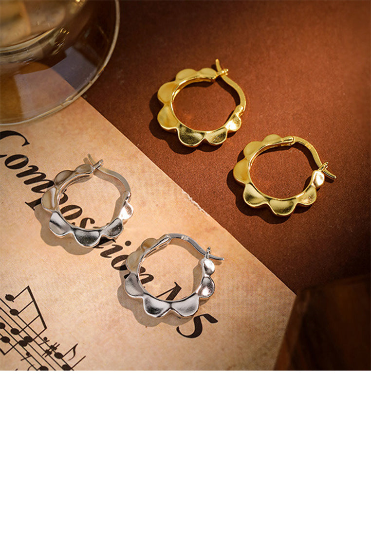 925 Sterling Silver Plated Gold Simple Temperament Hollow Sunflower Earrings