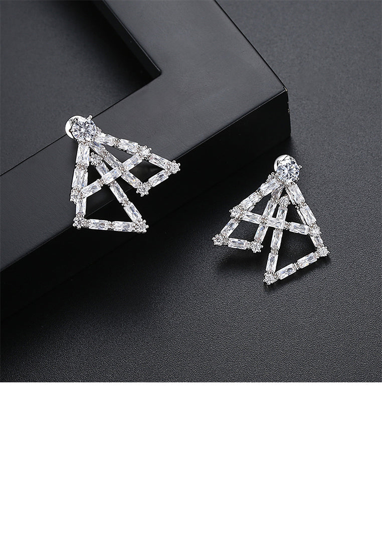 Fashion and Personalized Hollow Triangular Stud Earrings with Cubic Zirconia - Luxurious Look
