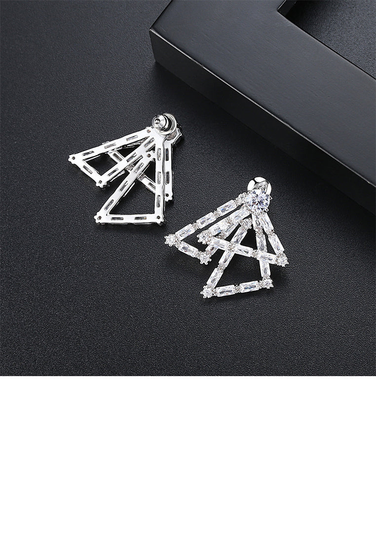Fashion and Personalized Hollow Triangular Stud Earrings with Cubic Zirconia - Luxurious Look