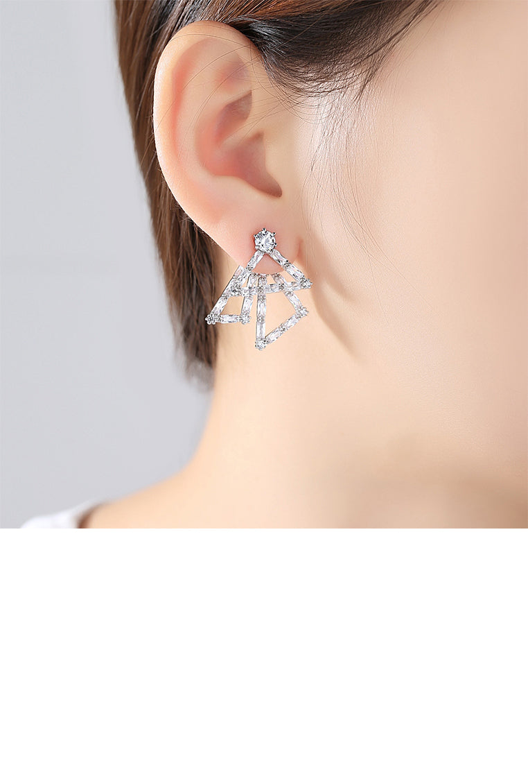 Fashion and Personalized Hollow Triangular Stud Earrings with Cubic Zirconia - Luxurious Look