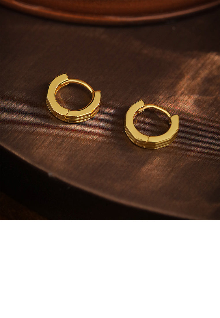 925 Sterling Silver Plated Gold Simple Personalized Geometric Earrings