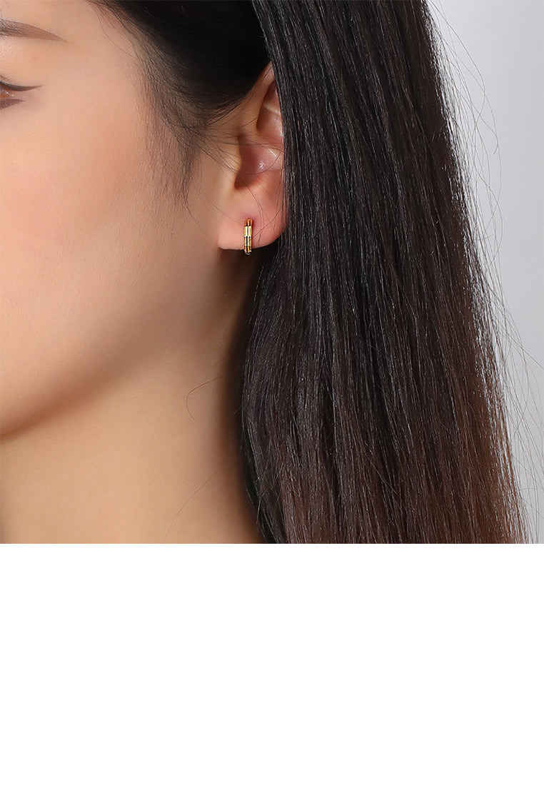 925 Sterling Silver Plated Gold Simple Personalized Geometric Earrings