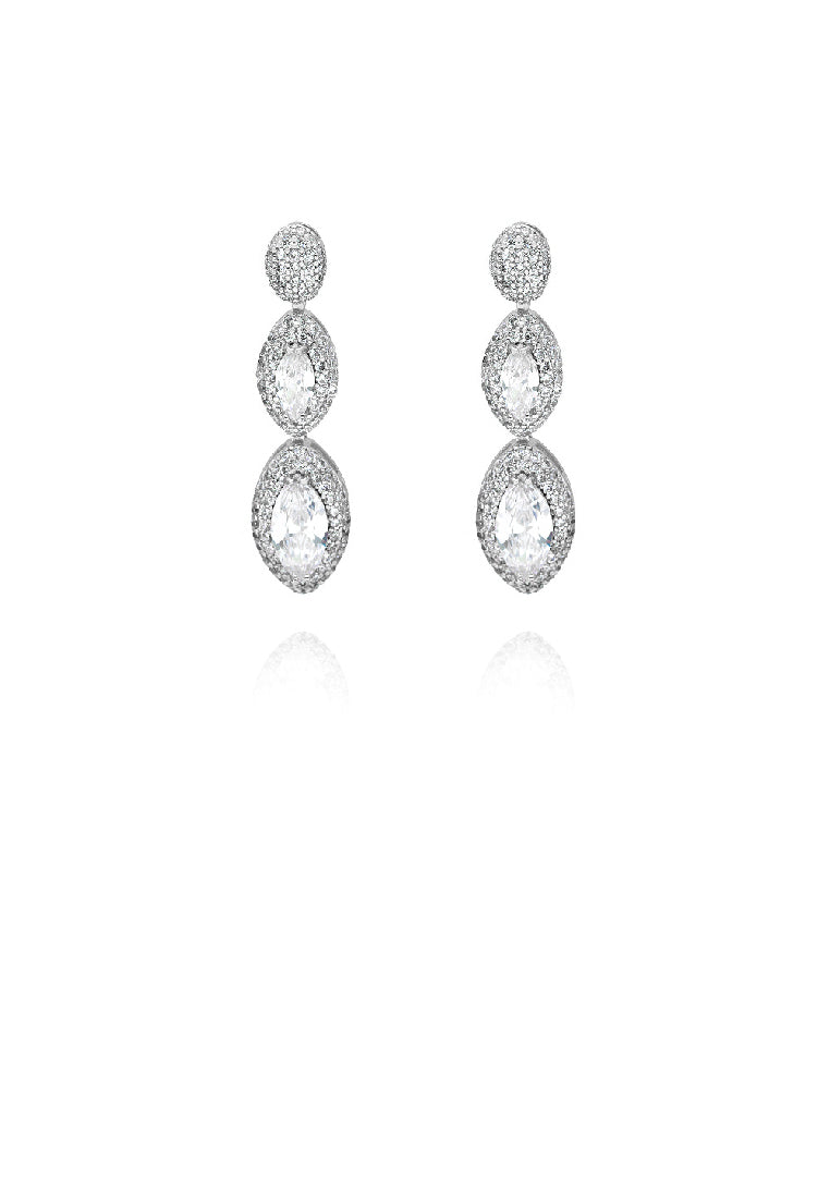 Fashion Temperament Water Drop Tassel Earrings with White Cubic Zirconia - Luxurious Look