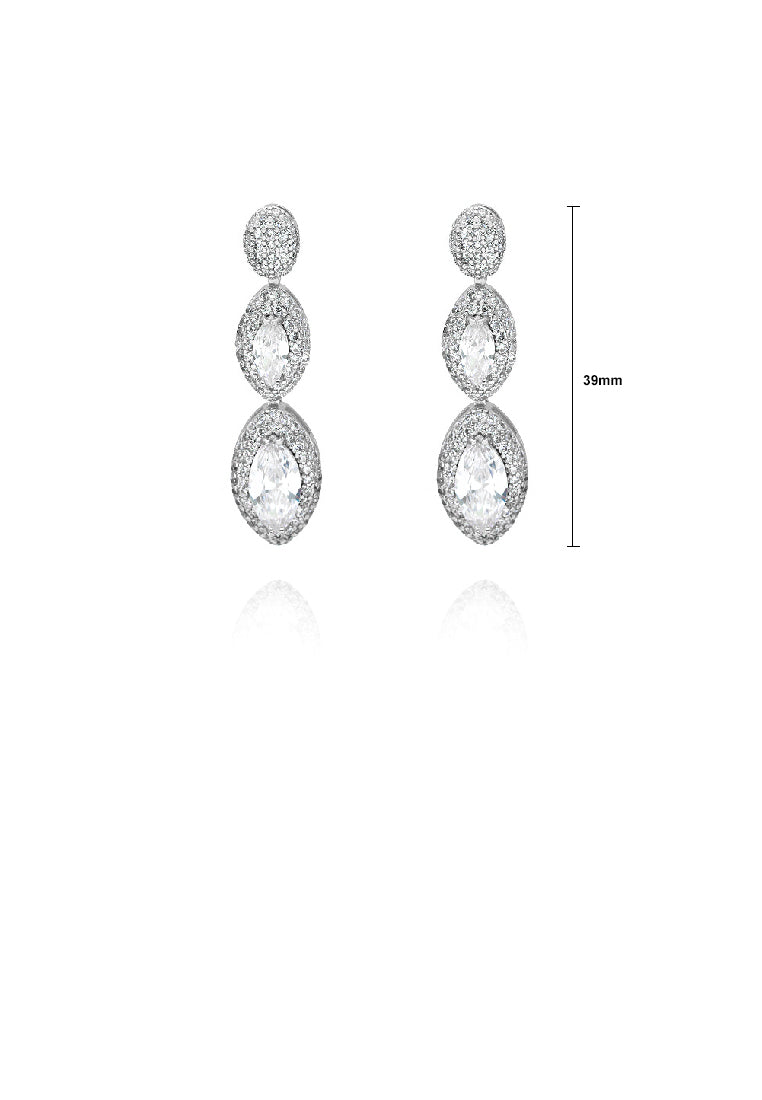 Fashion Temperament Water Drop Tassel Earrings with White Cubic Zirconia - Luxurious Look