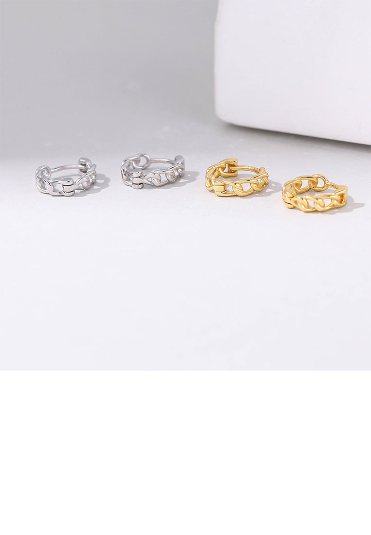 925 Sterling Silver Plated Gold Simple Personalized Chain Geometric Hoop Earrings