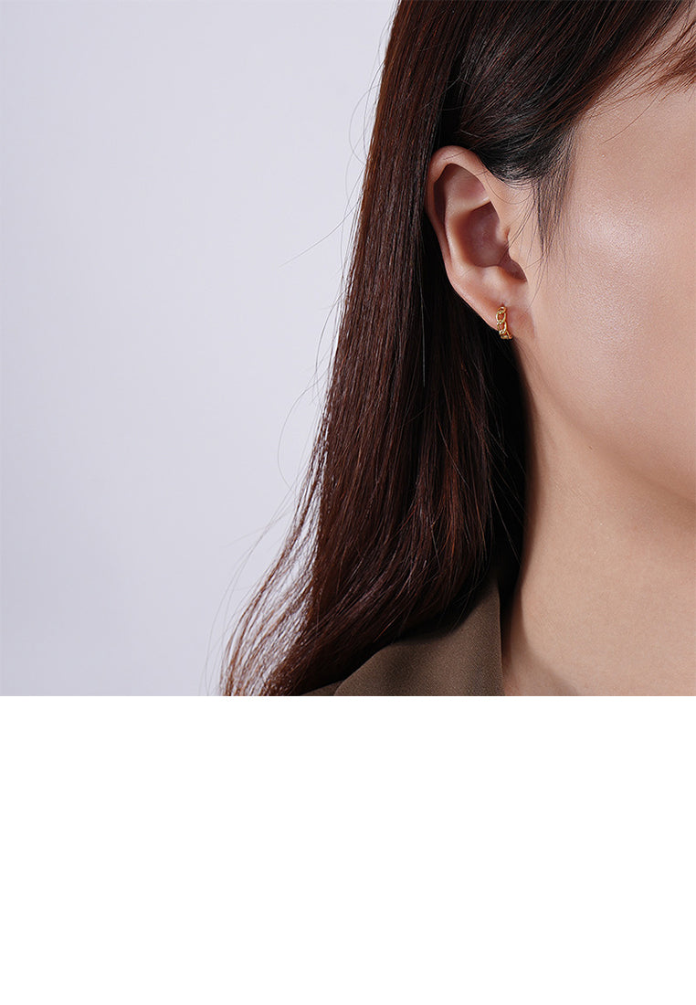 925 Sterling Silver Plated Gold Simple Personalized Chain Geometric Hoop Earrings