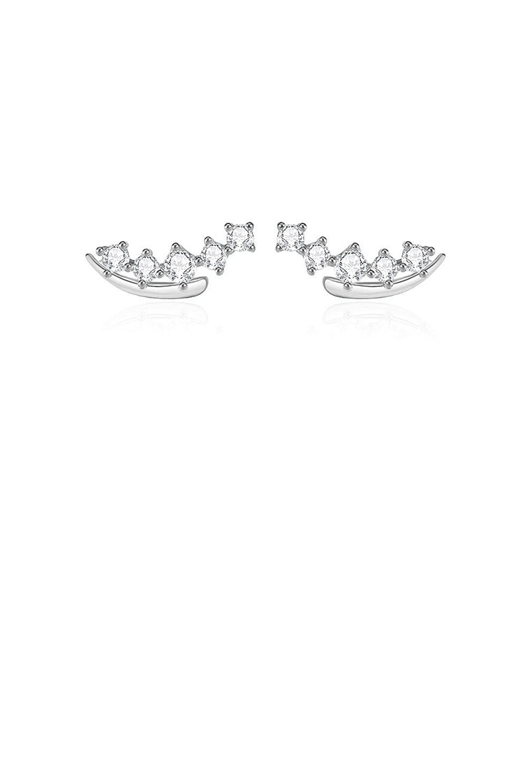 925 Sterling Silver Simple and Fashion Geometric Stud Earrings with Cubic Zirconia - Luxurious Look