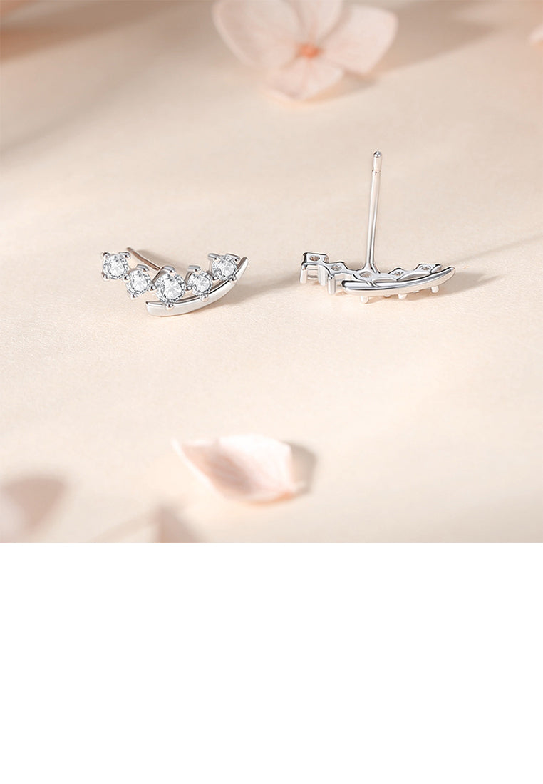 925 Sterling Silver Simple and Fashion Geometric Stud Earrings with Cubic Zirconia - Luxurious Look