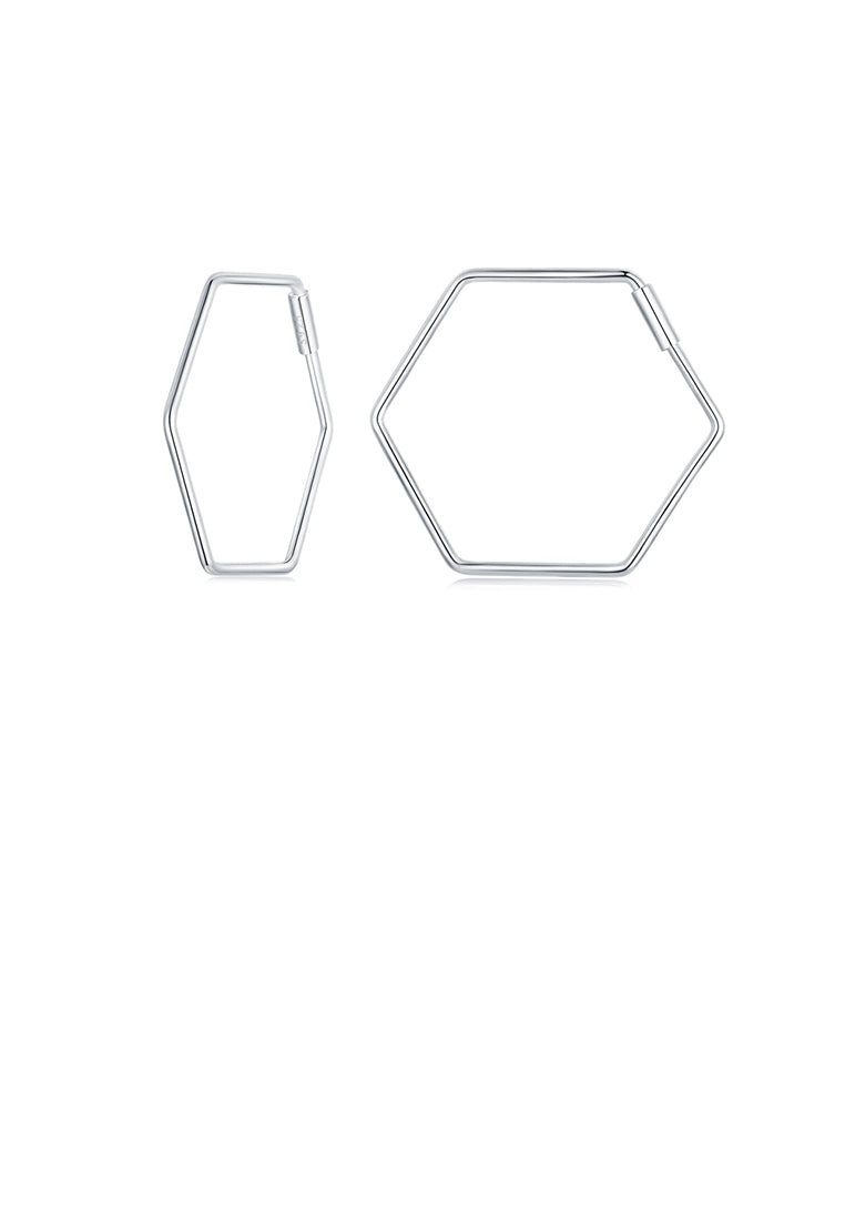 925 Sterling Silver Simple Personalized Geometric Hexagon Earrings