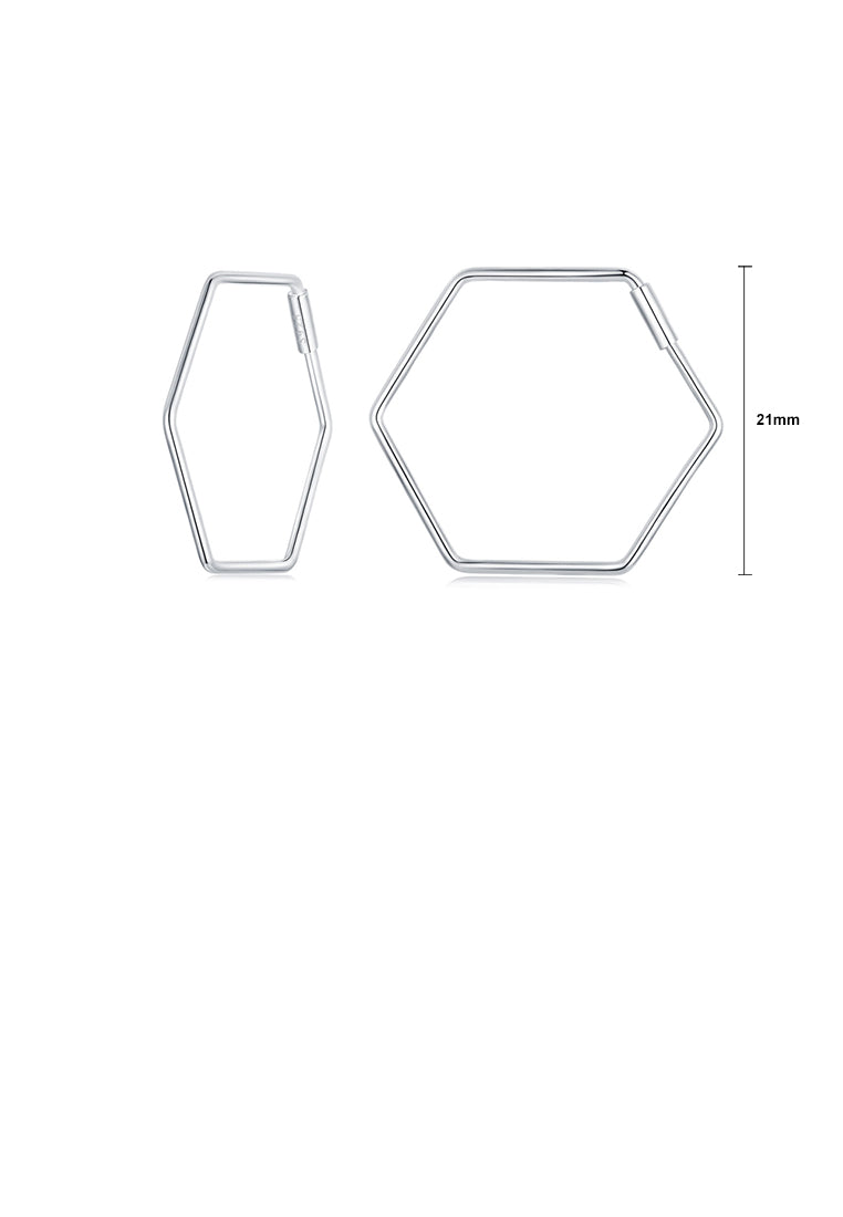925 Sterling Silver Simple Personalized Geometric Hexagon Earrings