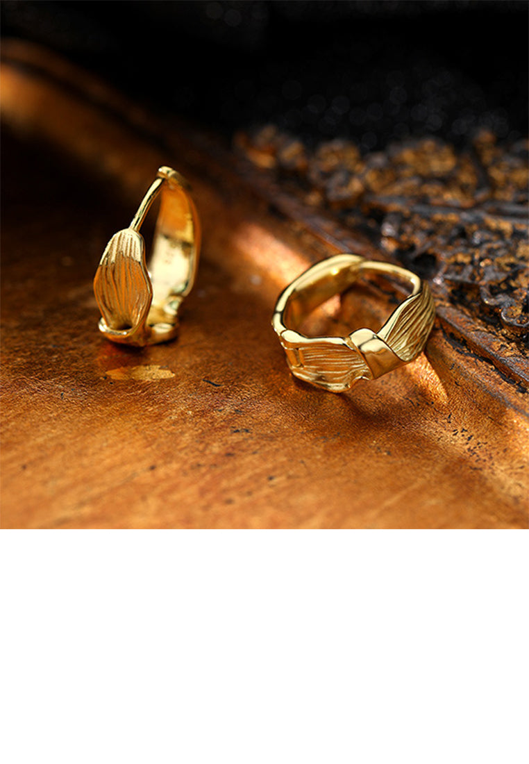 925 Sterling Silver Plated Gold Fashion Simple Bow Geometric Earrings