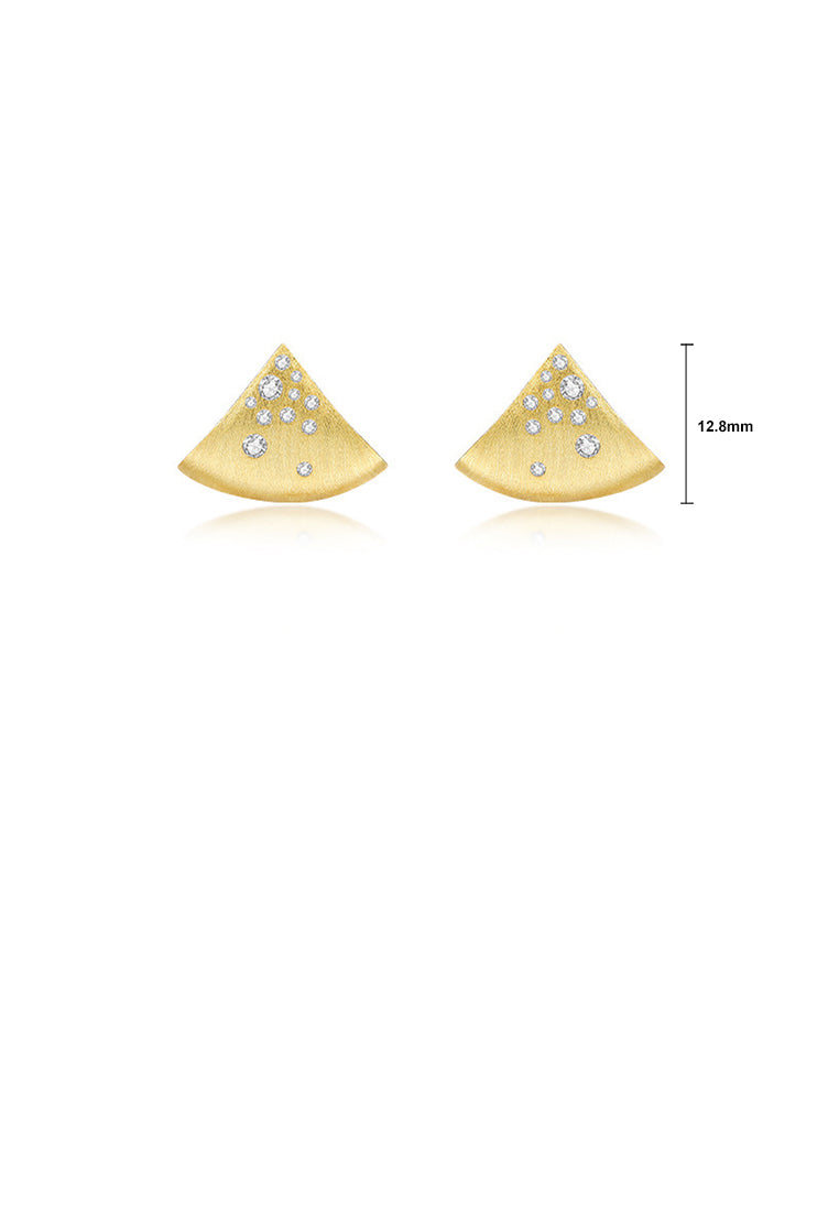 925 Sterling Silver Plated Gold Simple Fashion Triangular Geometric Stud Earrings with Cubic Zirconia - Luxurious Look