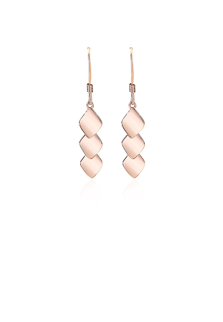 925 Sterling Silver Plated Rose Gold Fashion Rhombus Geometric Tassel Earrings