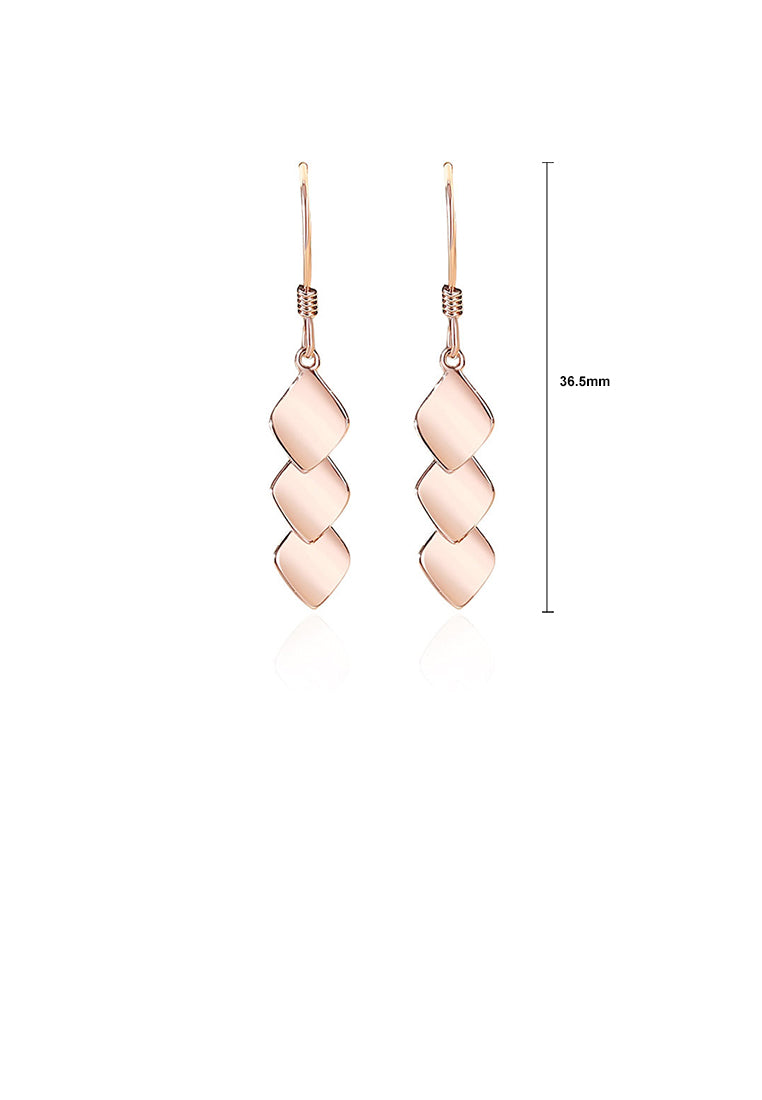 925 Sterling Silver Plated Rose Gold Fashion Rhombus Geometric Tassel Earrings