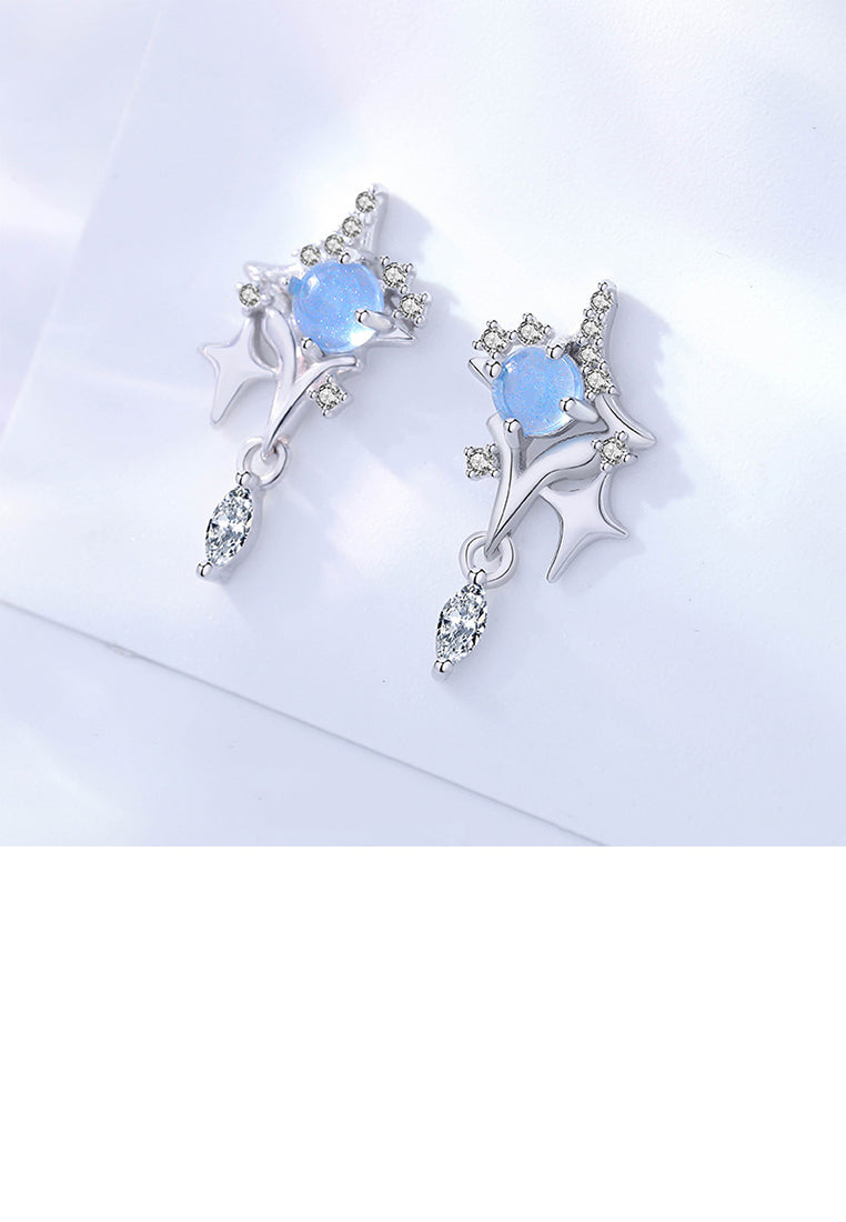 925 Sterling Silver Fashion Simple Star Tassel Stud Earrings with Cubic Zirconia - Luxurious Look