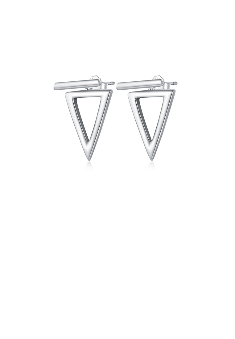 925 Sterling Silver Simple and Personalized Hollow Triangular Geometric Stud Earrings