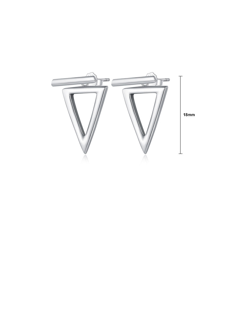 925 Sterling Silver Simple and Personalized Hollow Triangular Geometric Stud Earrings