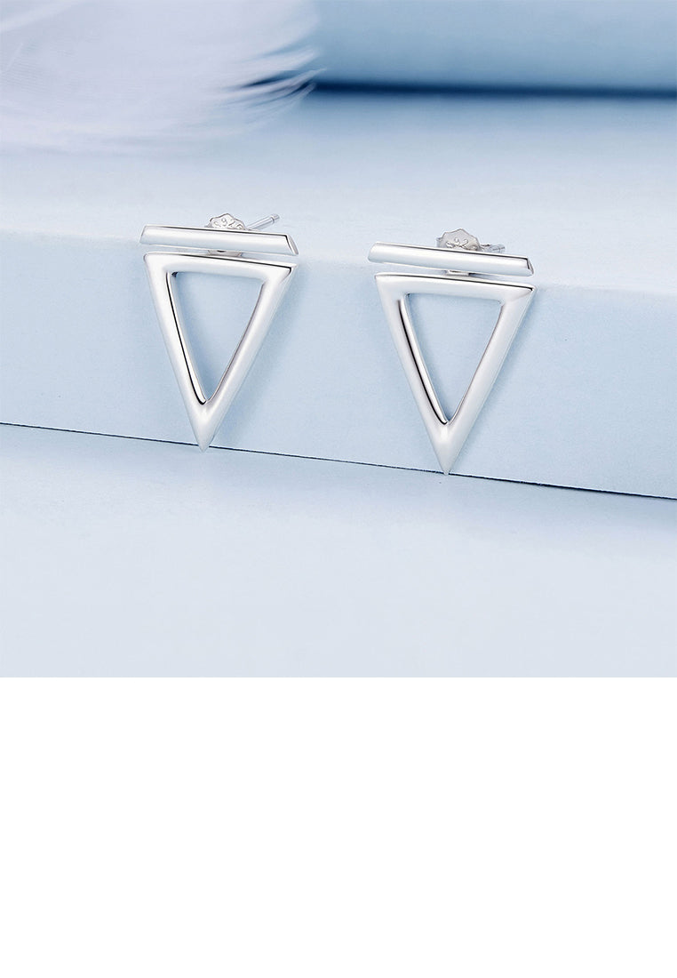 925 Sterling Silver Simple and Personalized Hollow Triangular Geometric Stud Earrings