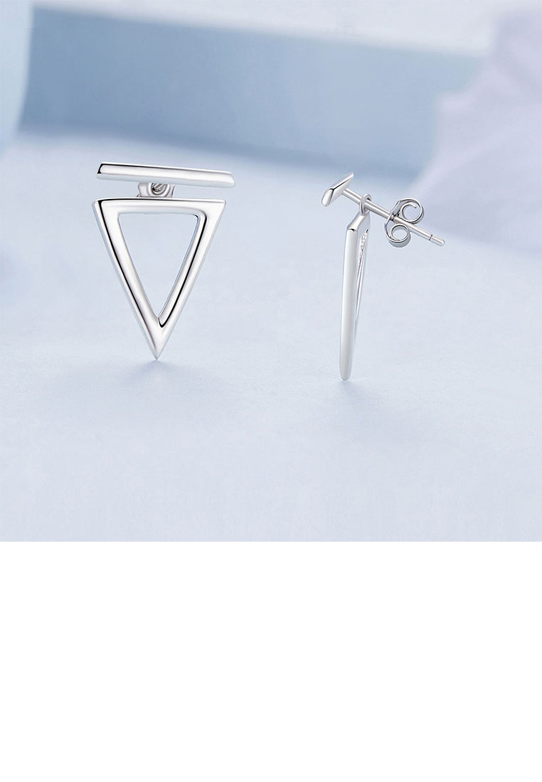 925 Sterling Silver Simple and Personalized Hollow Triangular Geometric Stud Earrings