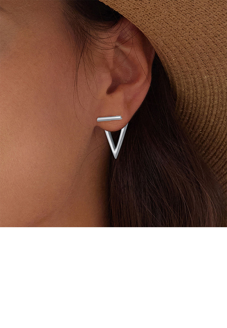 925 Sterling Silver Simple and Personalized Hollow Triangular Geometric Stud Earrings