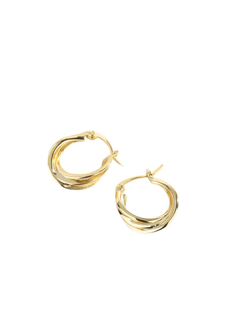 925 Sterling Silver Plated Gold Simple Personalized Twisted Geometric Hoop Earrings