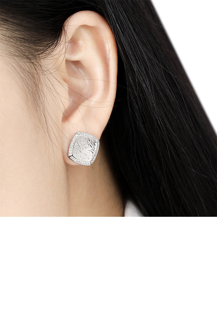 925 Sterling Silver Fashion Simple Pattern Geometric Rhombus Earrings with Cubic Zirconia - Luxurious Look