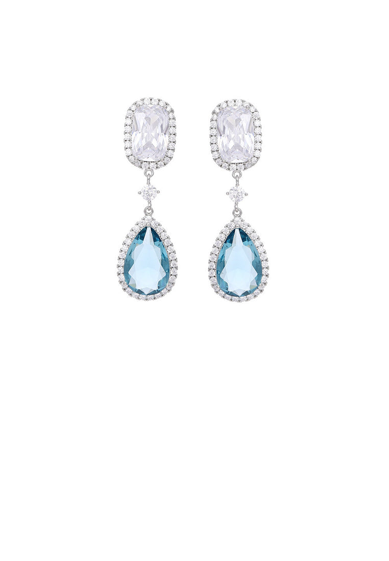 Fashion Brilliant Light Blue Water Drop Geometric Earrings with Cubic Zirconia - Luxurious Look